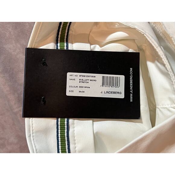 J. Lindeberg Men's White Mid Rise M Ellott Micro Stretch Chino Pants Size 34X34 - Picture 7 of 9